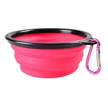 Pote Pet Bowl Para Ração e Água  Sanfonado em Silicone com Mosquetão (350ml)