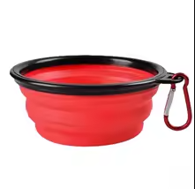 Pote Pet Bowl Para Ração e Água  Sanfonado em Silicone com Mosquetão (350ml)